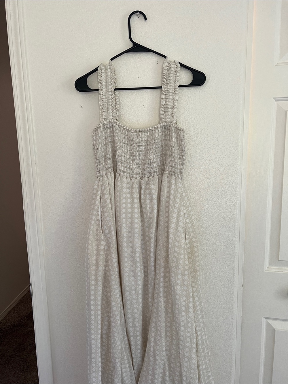 Spartina 449 Cream Smocked Maxi Dress with Ruffled Straps - Picture 4 of 7
